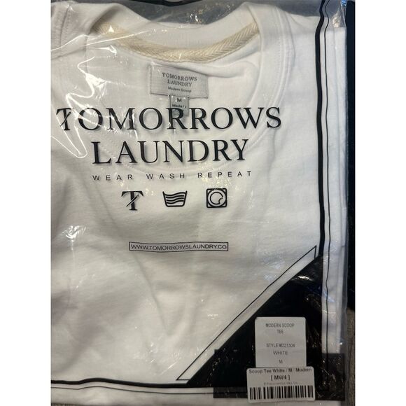 Tomorrows Laundry Men's White Scoop Tee Medium Crew Neck Solid T-Shirt - Picture 1 of 4